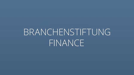 Text auf blauen Grund: Branchenstiftung Finance